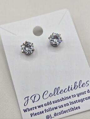 Swarovski Crystal Elements Silver Round Stud Earrings 2 carat Prom Wedding